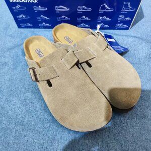 🥼Birkenstock Boston👑 Narrow Clogs - Taupe Suede | NEW Unworn with Care Kit